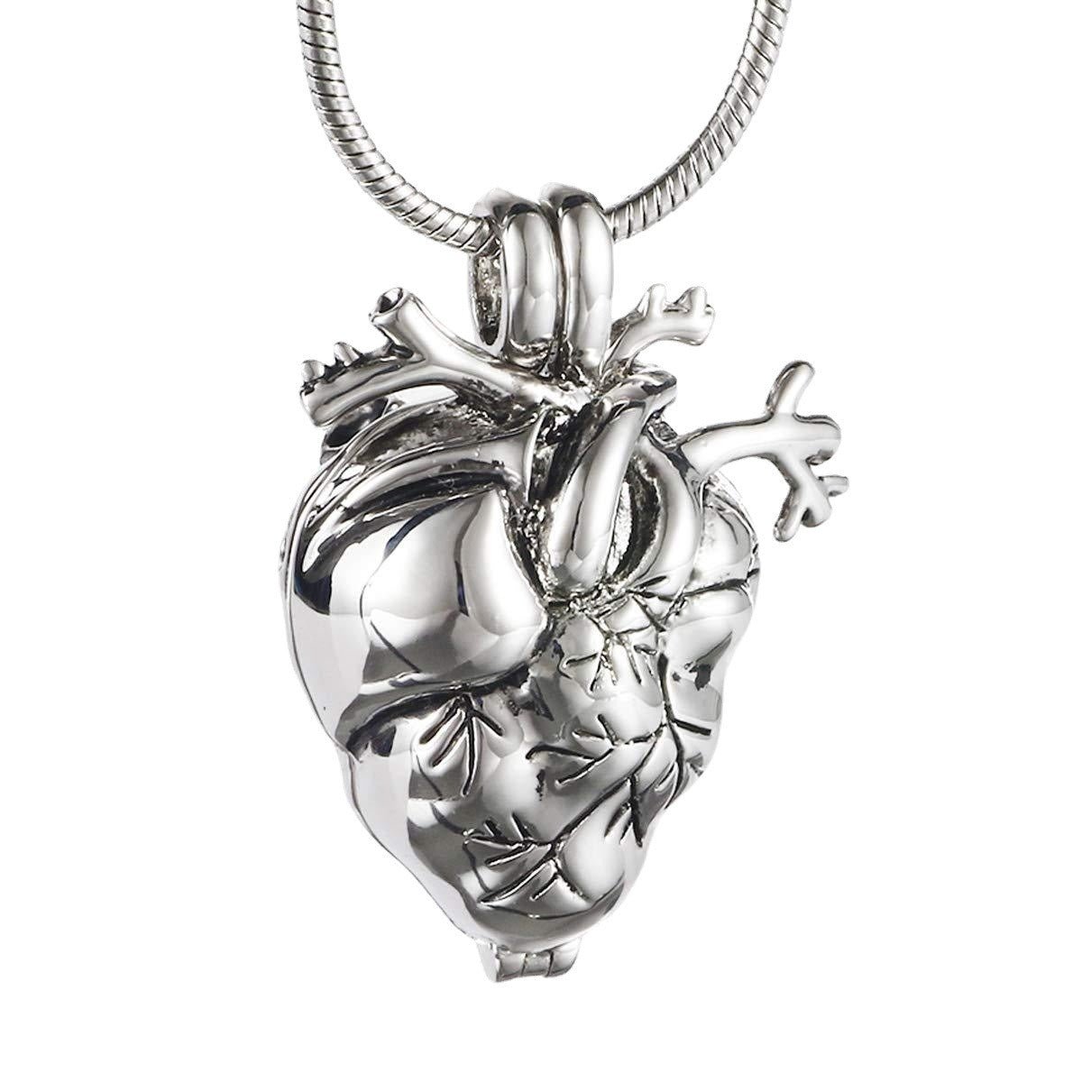 Anatomical Heart Ashes Memorial Necklace Keepsake Pendant - Cherished Harbor Gifts