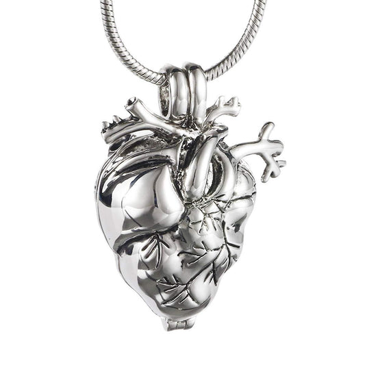 Anatomical Heart Ashes Memorial Necklace Keepsake Pendant - Cherished Harbor Gifts