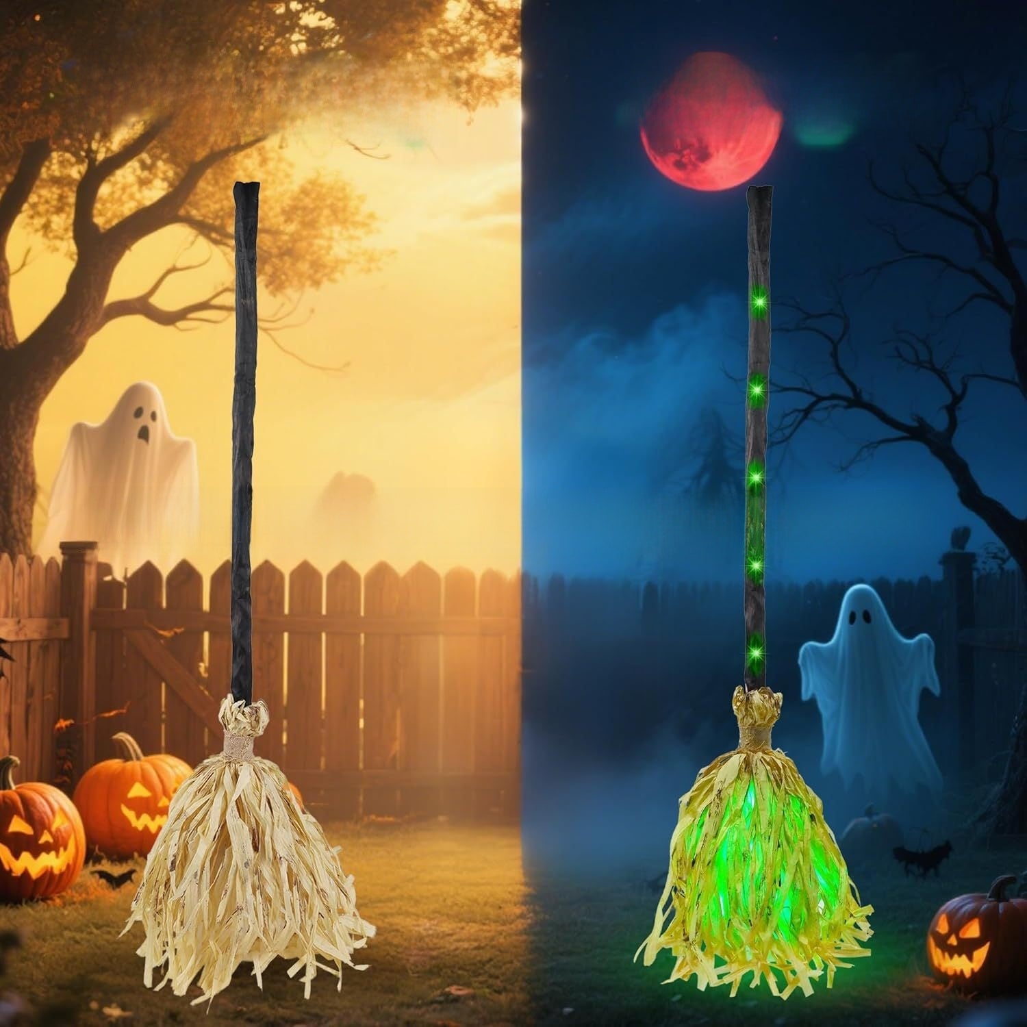 Animated Light Up Dancing Halloween Witch Broom - Cherished Harbor Gifts