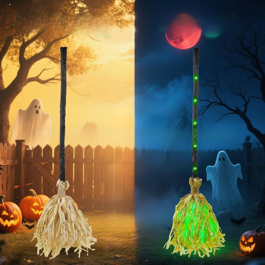 Animated Light Up Dancing Halloween Witch Broom - Cherished Harbor Gifts