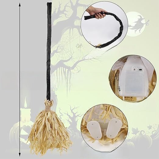 Animated Light Up Dancing Halloween Witch Broom - Cherished Harbor Gifts