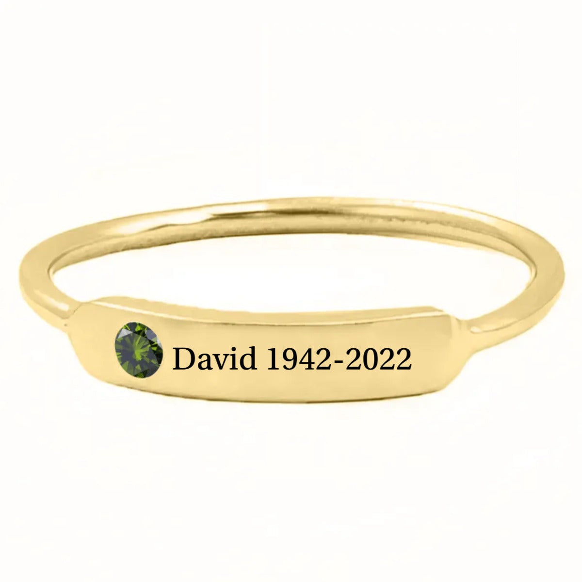 Custom Engraved Birthstone Ring in Gold, Silver & Rose Gold - Cherished Harbor Gifts