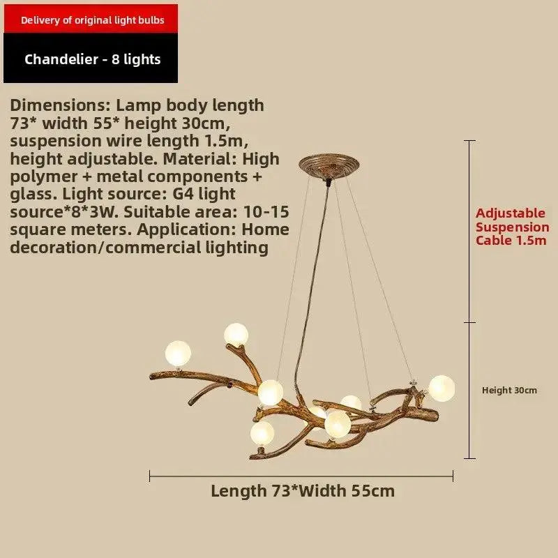 Japanese Zen Tree Branch LED Chandelier | Artistic Resin Pendant Light by TED