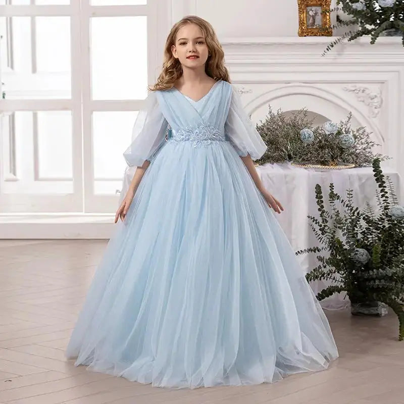 Fluffy Wedding Dress for Girls - Long Princess Party Gown by TED