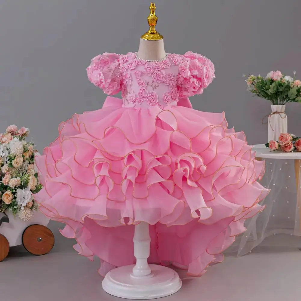 Charming Flower Girl Wedding Dress with 3D Floral Design by TED