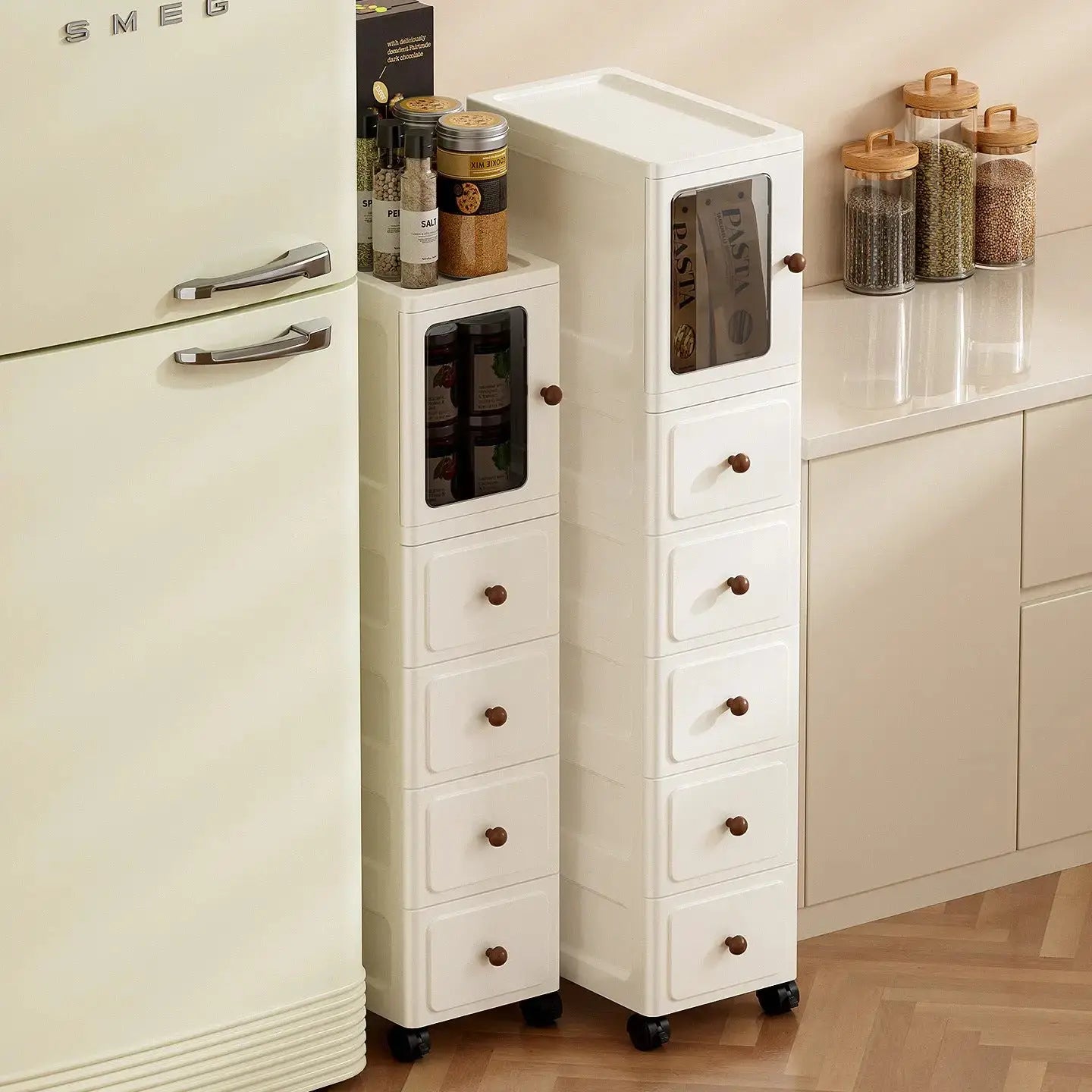 9.1-Inch Slim Rolling Storage Cabinet | 3-7 Tier Narrow Organizer with Drawers by TED