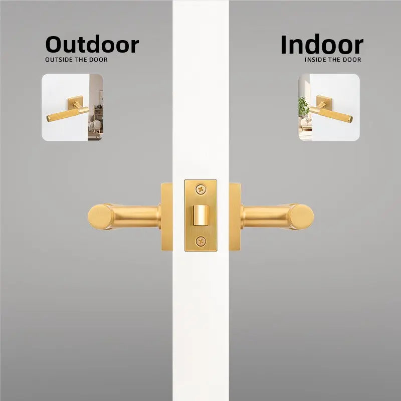 American brass indoor golden bedroom door lock split door lock antique brass wooden door handle lock