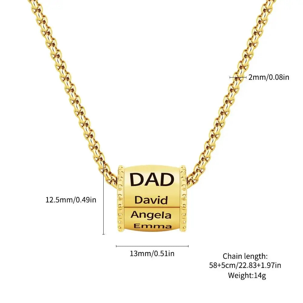 Personalized Dad Necklace | Custom Name Engraved Titanium Steel Father?s Gift by TED