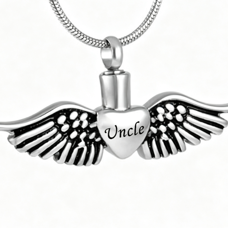 Personalized Memorial Urn Necklace with Angel Wings Design - Cherished Harbor Gifts