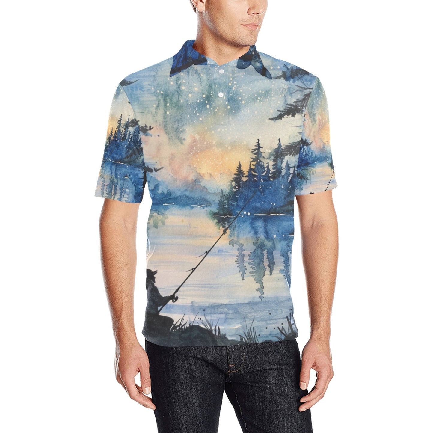 Fishing Polo Shirt Men's All Over Print Polo Shirt | Lightweight Polyester Casual Golf Shirt - Cherished Harbor Gifts