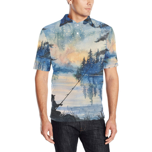 Fishing Polo Shirt Men's All Over Print Polo Shirt | Lightweight Polyester Casual Golf Shirt - Cherished Harbor Gifts