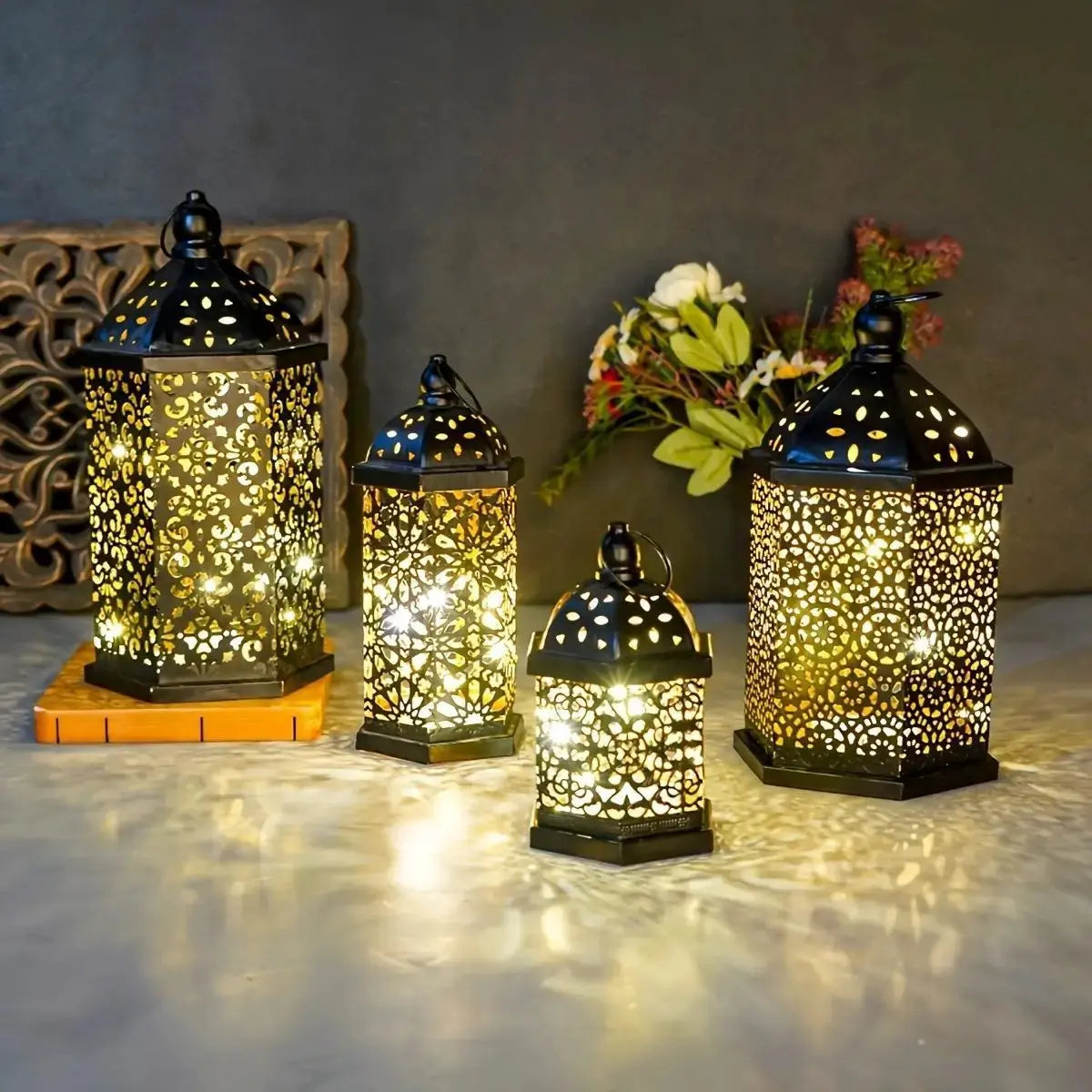 Retro Moroccan LED Lantern for Home Decor by TED