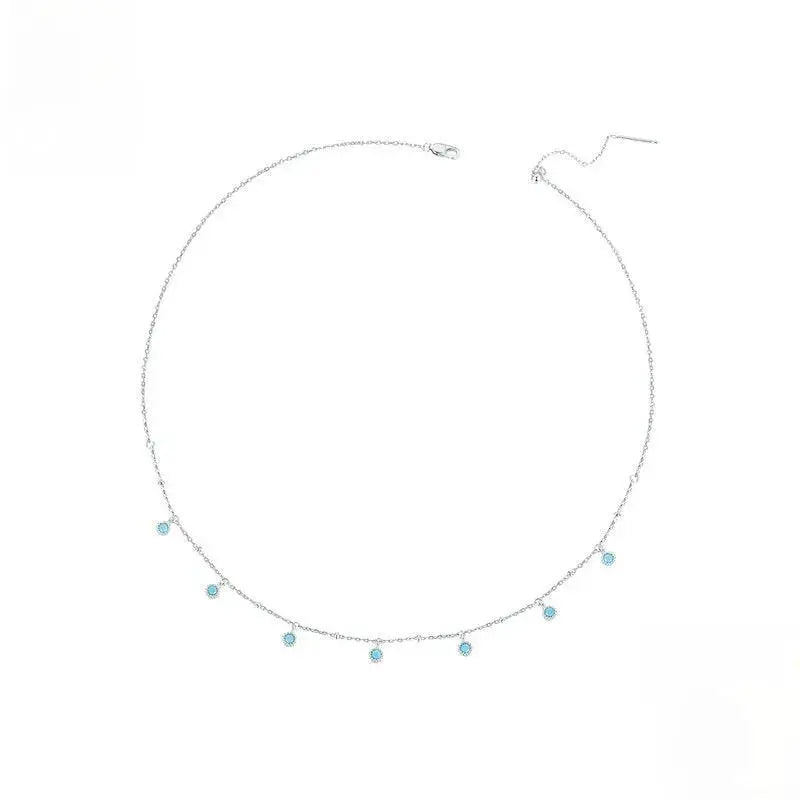 925 Sterling Silver Turquoise Silver Necklace | White Gold Plated Women's Pendant Jewelry by TED