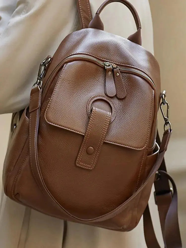 Genuine Leather Anti-Theft Backpack | Large Capacity Cowhide Business Travel Bag by Cherished Harbor Gifts by TED