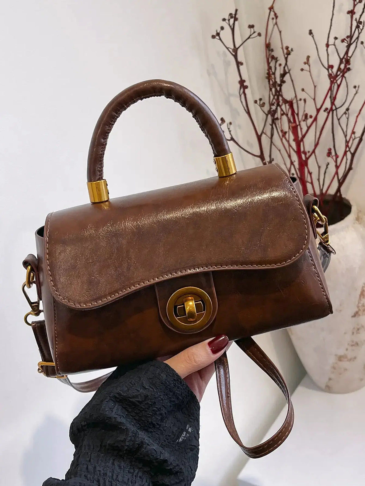 Women's Retro Crossbody Bag | PU Leather Shoulder Purse with Adjustable Strap by TED