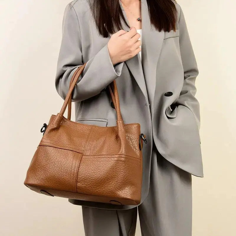 Genuine Cowhide Leather Tote Bag for Women | Large Capacity Crossbody Handbag by TED