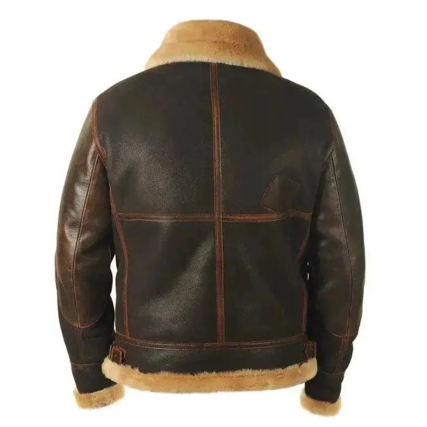 Men's Dark Brown Winter Jacket - Faux Fur Lined Zip-Up Coat by TED