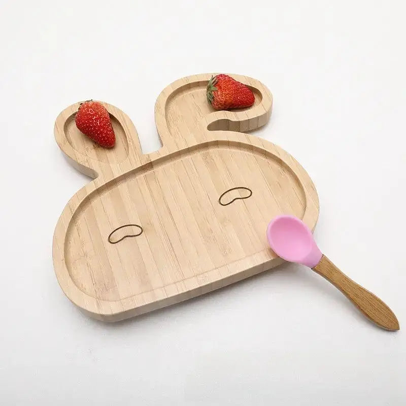 Bamboo Suction Plate Gift for Toddlers with Spoon by TED