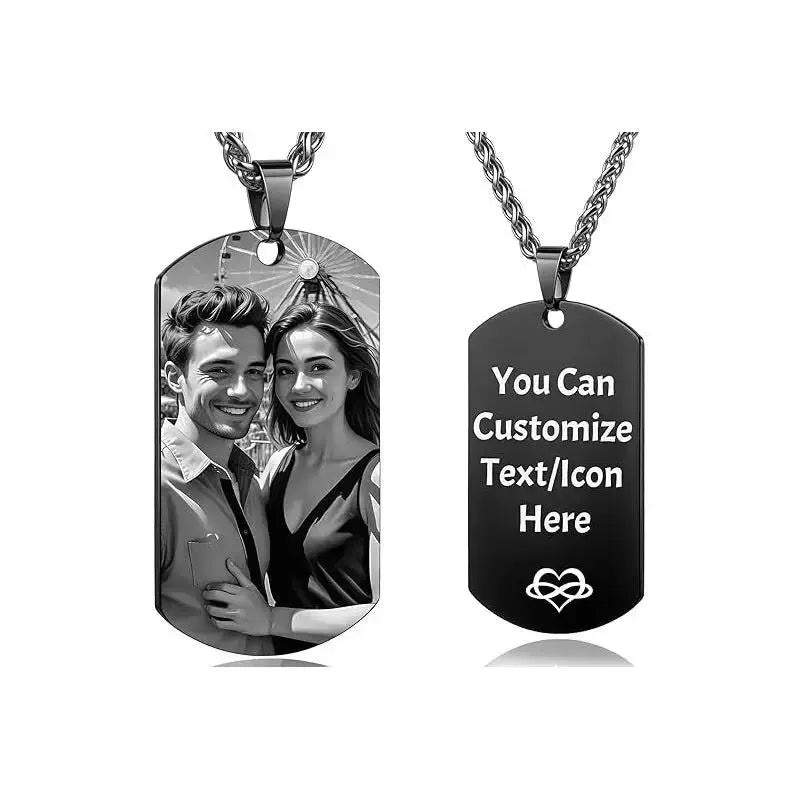 Personalized Memorial Military-Style Dog Tag Necklace | Custom Full-Color Photo Keepsake by TED