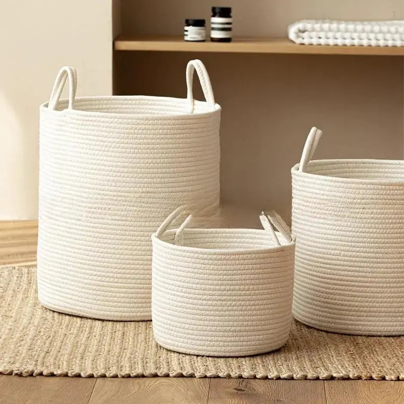 Personalized Foldable Cotton Rope Laundry Basket | Custom Home Storage Organizer by TED