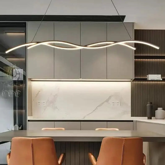 Modern Linear LED Dining Room Chandelier | 35-59" Dimmable Pendant Light by TED