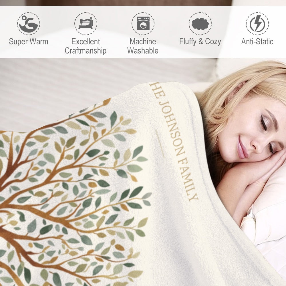Our Family Story Personalized Family Tree Blanket - Cherished Harbor Gifts