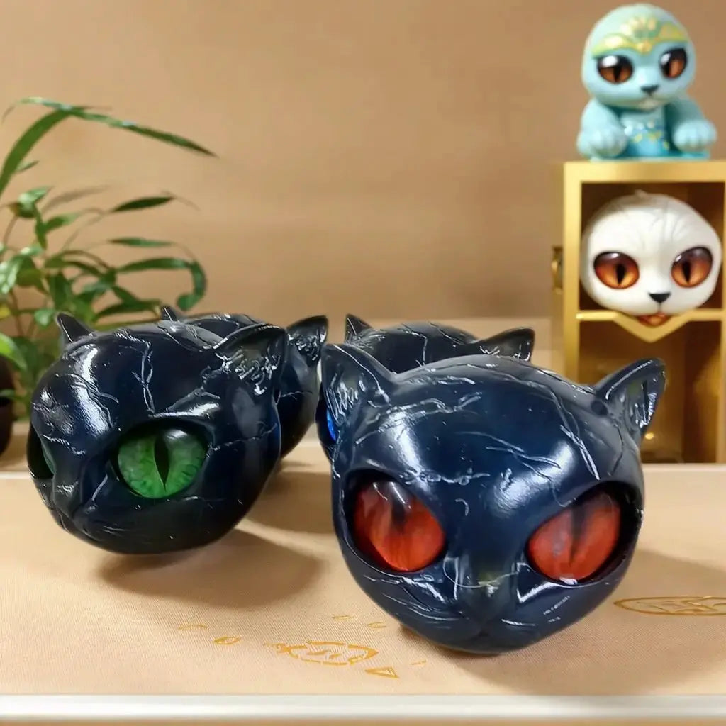Black Cat Resin Figurine | Colorful Modern Cat Home Decor Sculpture by TED