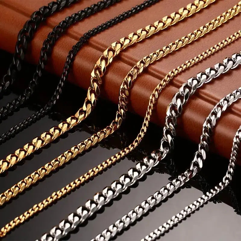 Stainless Steel Cuban Chain Necklace Bracelet for Men by TED