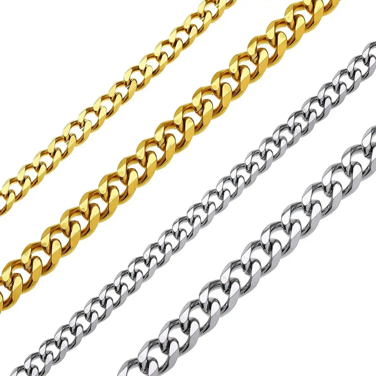 Stainless Steel Cuban Chain Necklace Bracelet for Men by TED