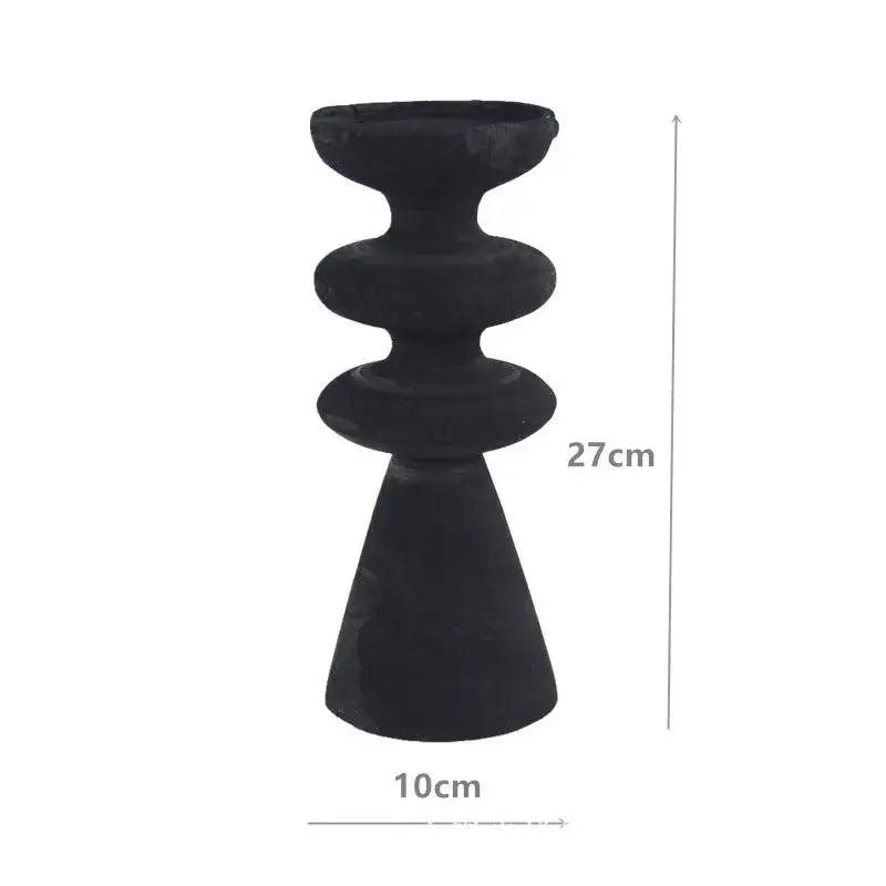 Handcrafted Wooden Candle Holder | Rustic Black Wood Home Decor with Optional Glass Dome by TED