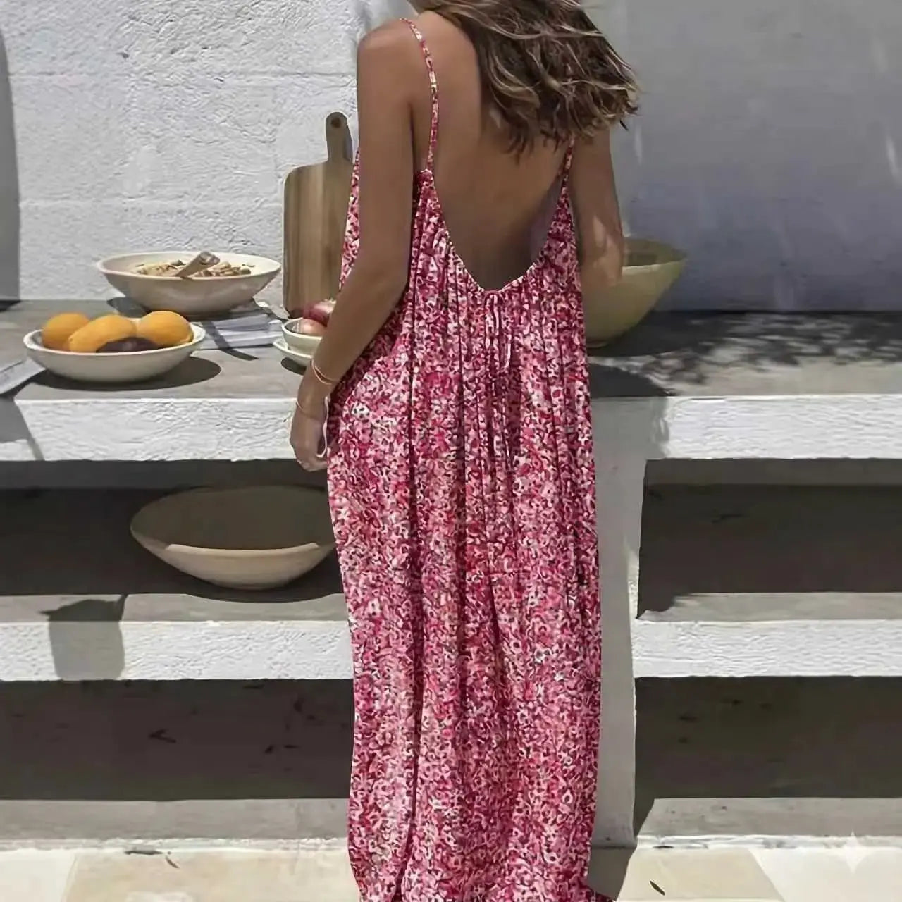 Women’s Backless Leopard Print Maxi Dress | Loose Sleeveless Vacation Dress Sizes S–5XL by TED