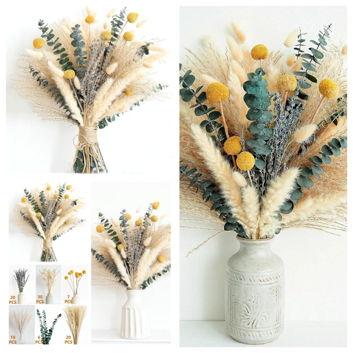 Natural Dried Flower Bouquet for Home and Wedding Decor - Cherished Harbor Gifts