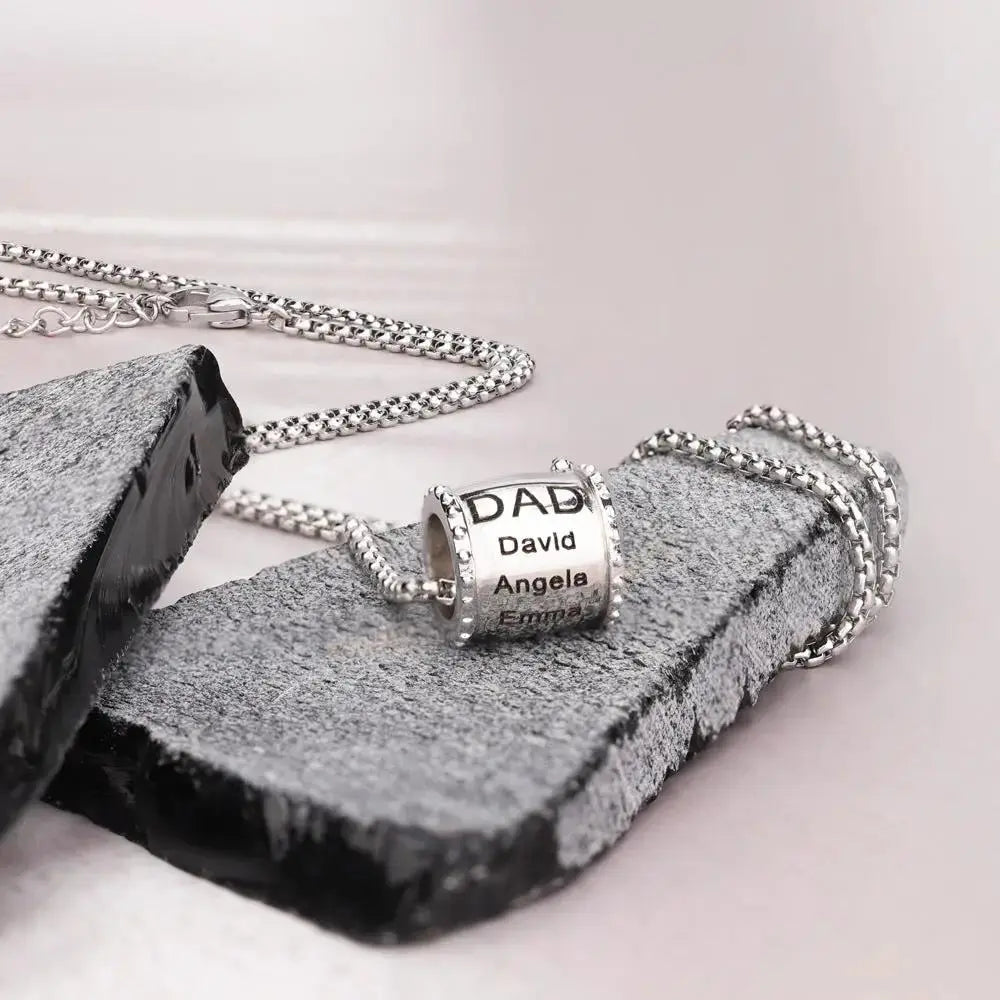Personalized Dad Necklace | Custom Name Engraved Titanium Steel Father?s Gift by TED