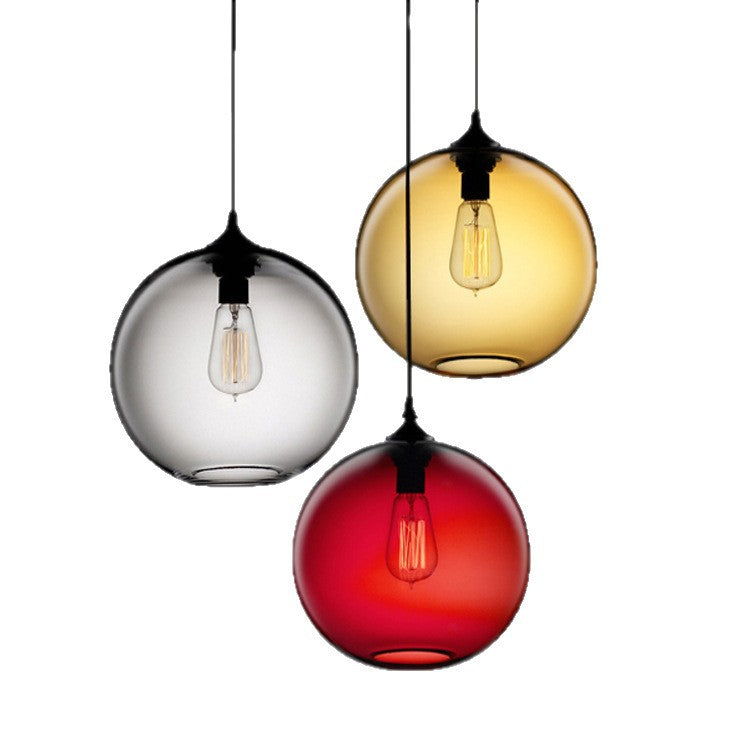 Vintage Pendant Light - Retro Glass Globe Ceiling Lamp - Cherished Harbor Gifts
