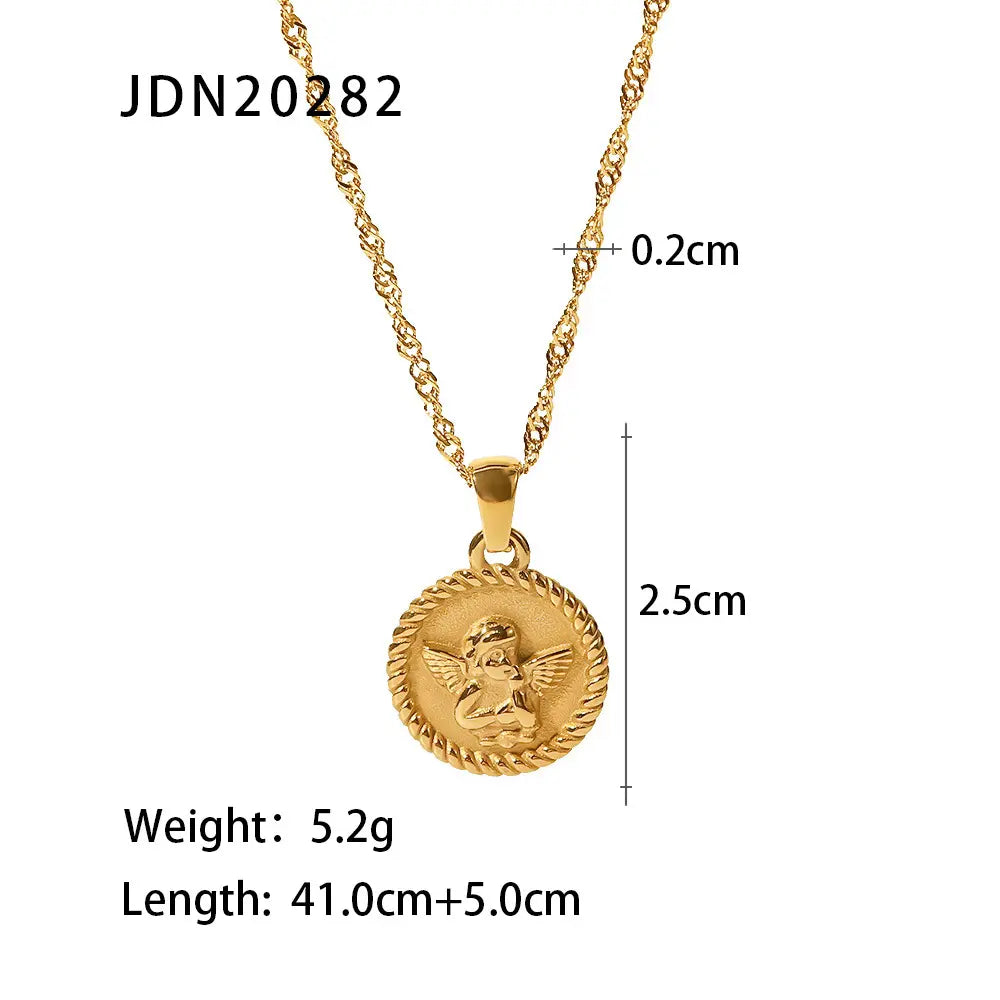Stainless Steel Inlaid with Diamonds Vintage Mother-Of-Pearl Jewelry Classic Fashion Cross-Border