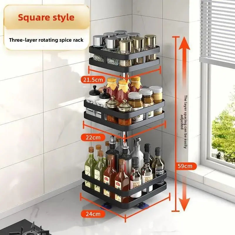 360 Rotating Condiment Rack | 1-3 Tier Kitchen Counter Organizer by TED