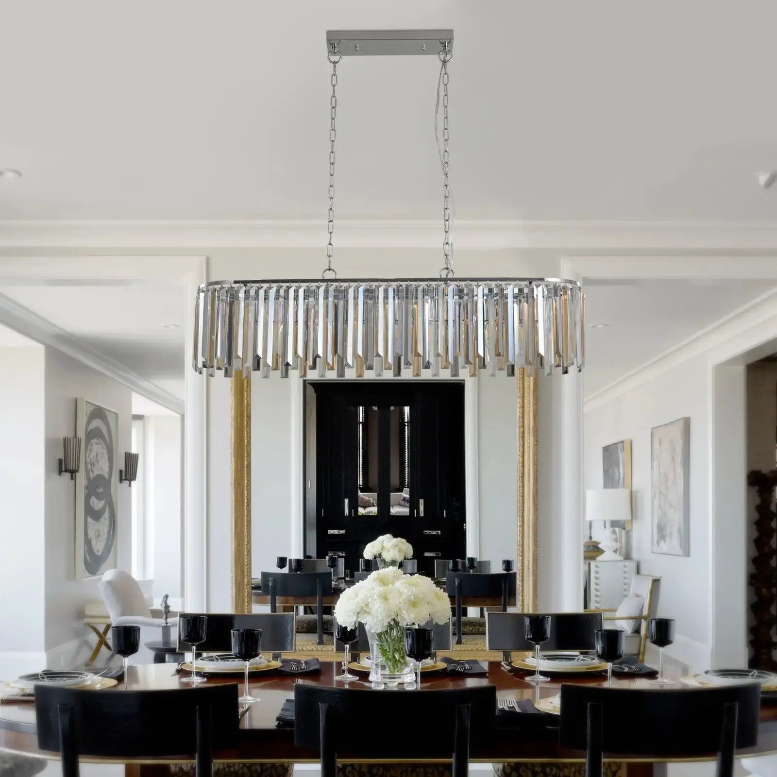 Modern Oval K9 Crystal Chandelier | Luxury 39.4" Ceiling Light Fixture by Cherished Harbor Gifts by EPR