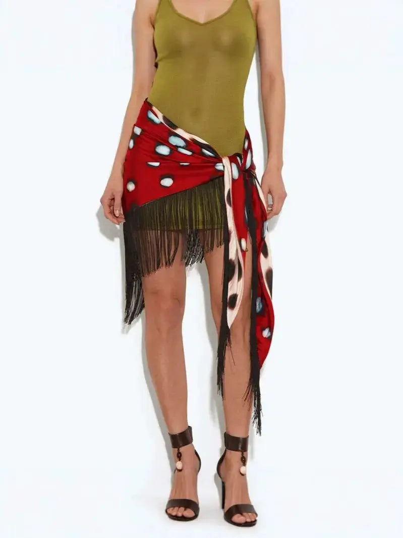 Trendy Animal Print Wrap Skirt for Summer Beach Fashion by TED
