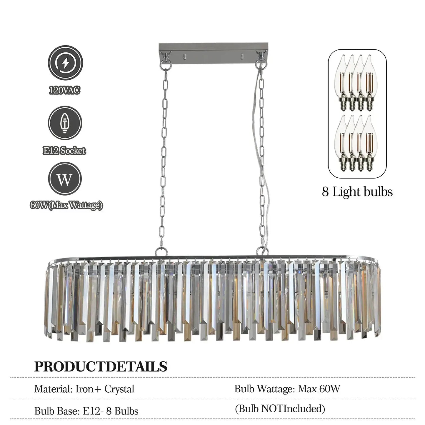 Modern Oval K9 Crystal Chandelier | Luxury 39.4" Ceiling Light Fixture by Cherished Harbor Gifts by EPR