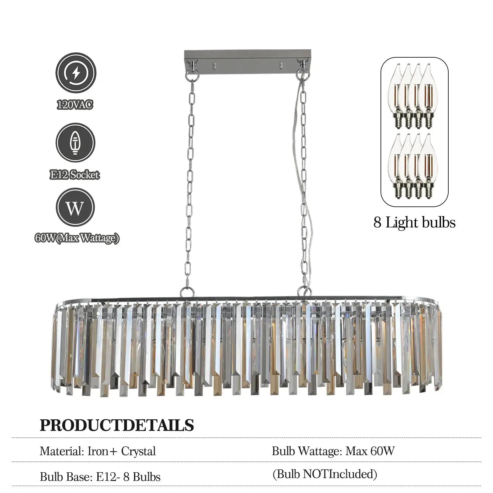 Modern Oval K9 Crystal Chandelier | Luxury 39.4" Ceiling Light Fixture by Cherished Harbor Gifts by EPR