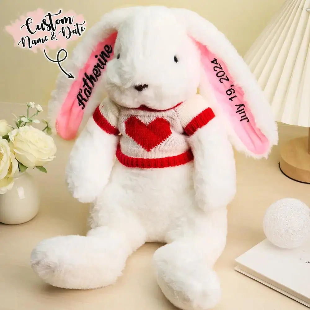 Custom Embroidered Bunny Gift - Personalized Plush Toy by Inkedjoy