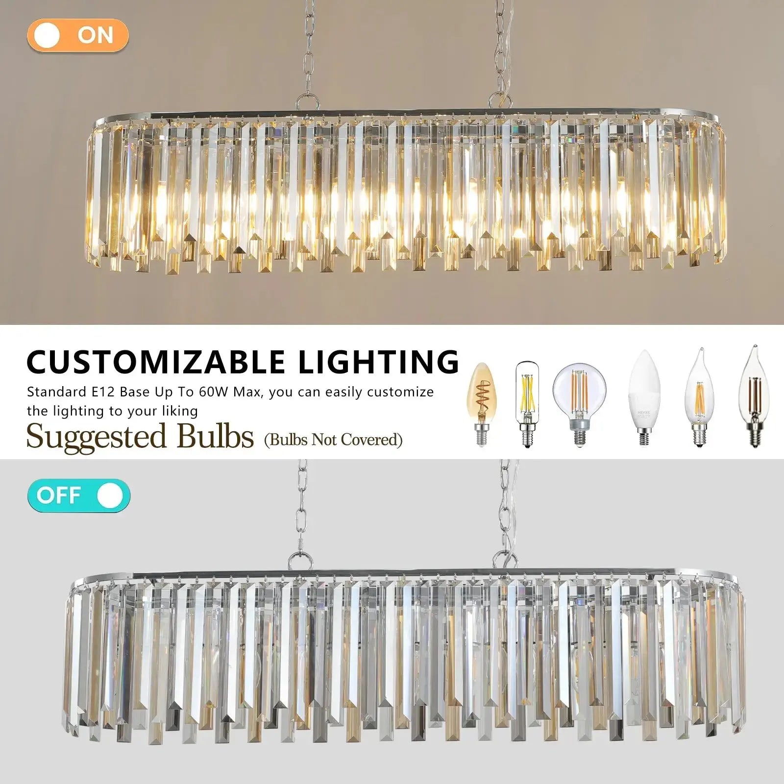 Modern Oval K9 Crystal Chandelier | Luxury 39.4" Ceiling Light Fixture by Cherished Harbor Gifts by EPR