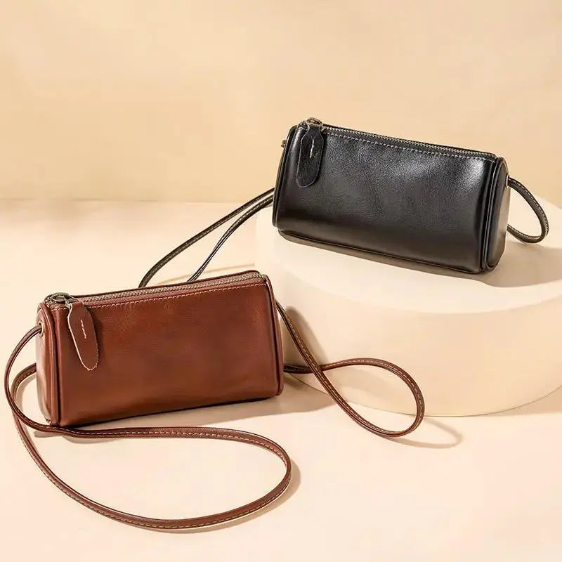 Personalized Genuine Leather Crossbody Bag | Custom Vintage Cowhide Shoulder Bag by TED