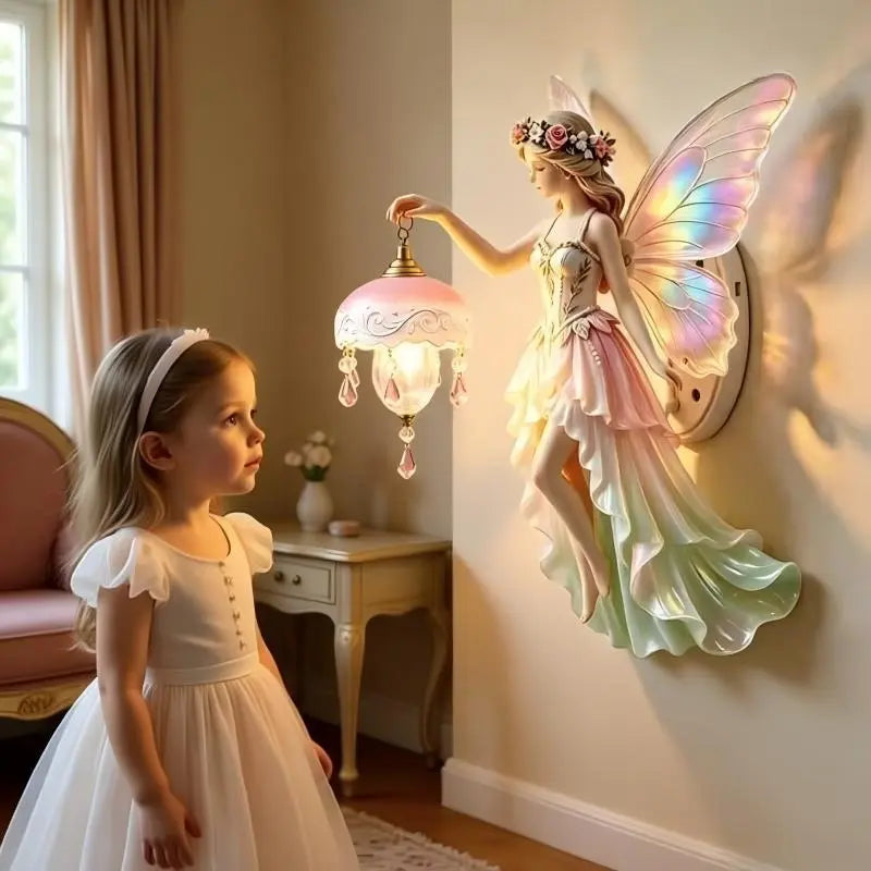 3D Resin Fairy Wall Lamp Creative Decorative Night Light for Bedroom Office