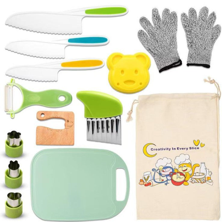 Kids Safe Toddler Kitchen Knife Set for Cooking Practice - Cherished Harbor Gifts