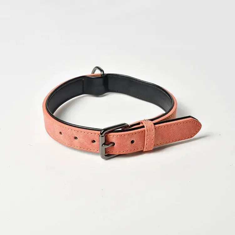 Frosted Leather Dog Collar | Adjustable Solid Color Collar for Small & Large Dogs by TED
