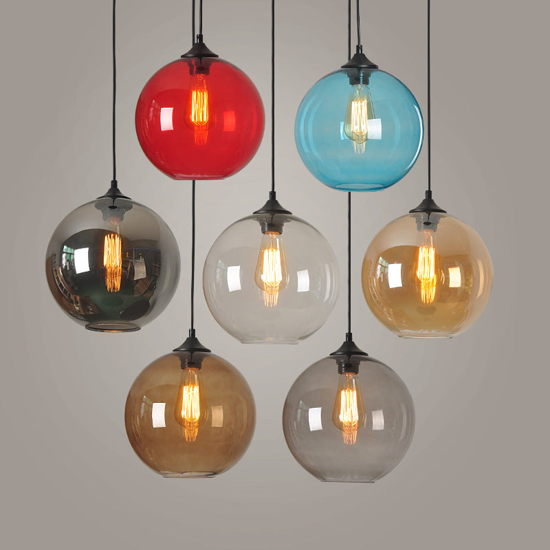 Vintage Pendant Light - Retro Glass Globe Ceiling Lamp - Cherished Harbor Gifts