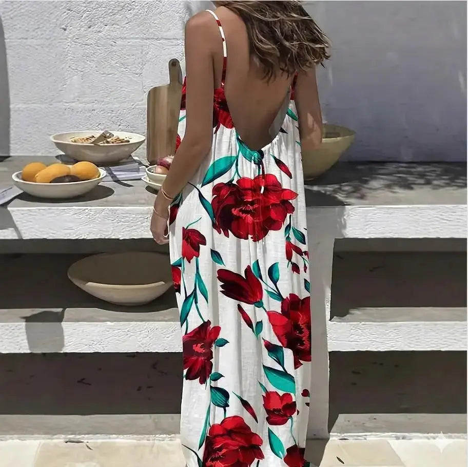 Women’s Backless Leopard Print Maxi Dress | Loose Sleeveless Vacation Dress Sizes S–5XL by TED