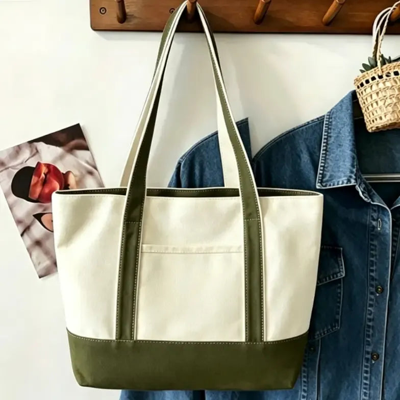 Personalized Embroidered Canvas Shoulder Bag | Custom Letter Crossbody Bag with Scarf by TED