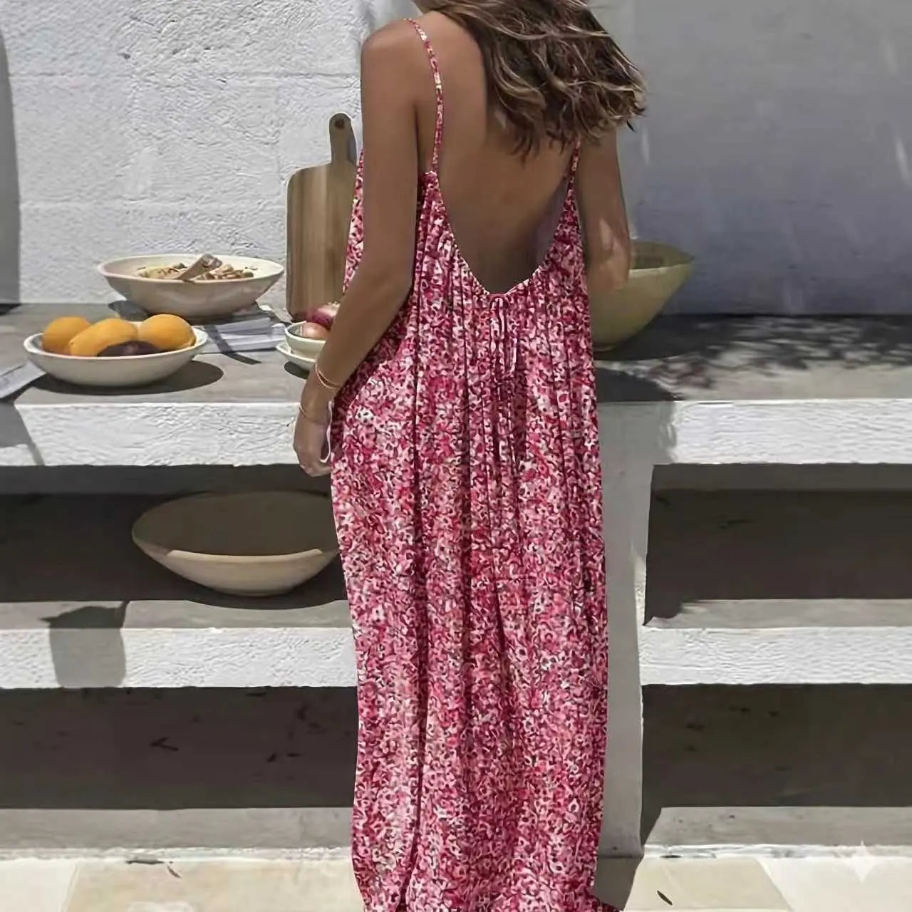 Women’s Backless Leopard Print Maxi Dress | Loose Sleeveless Vacation Dress Sizes S–5XL by TED